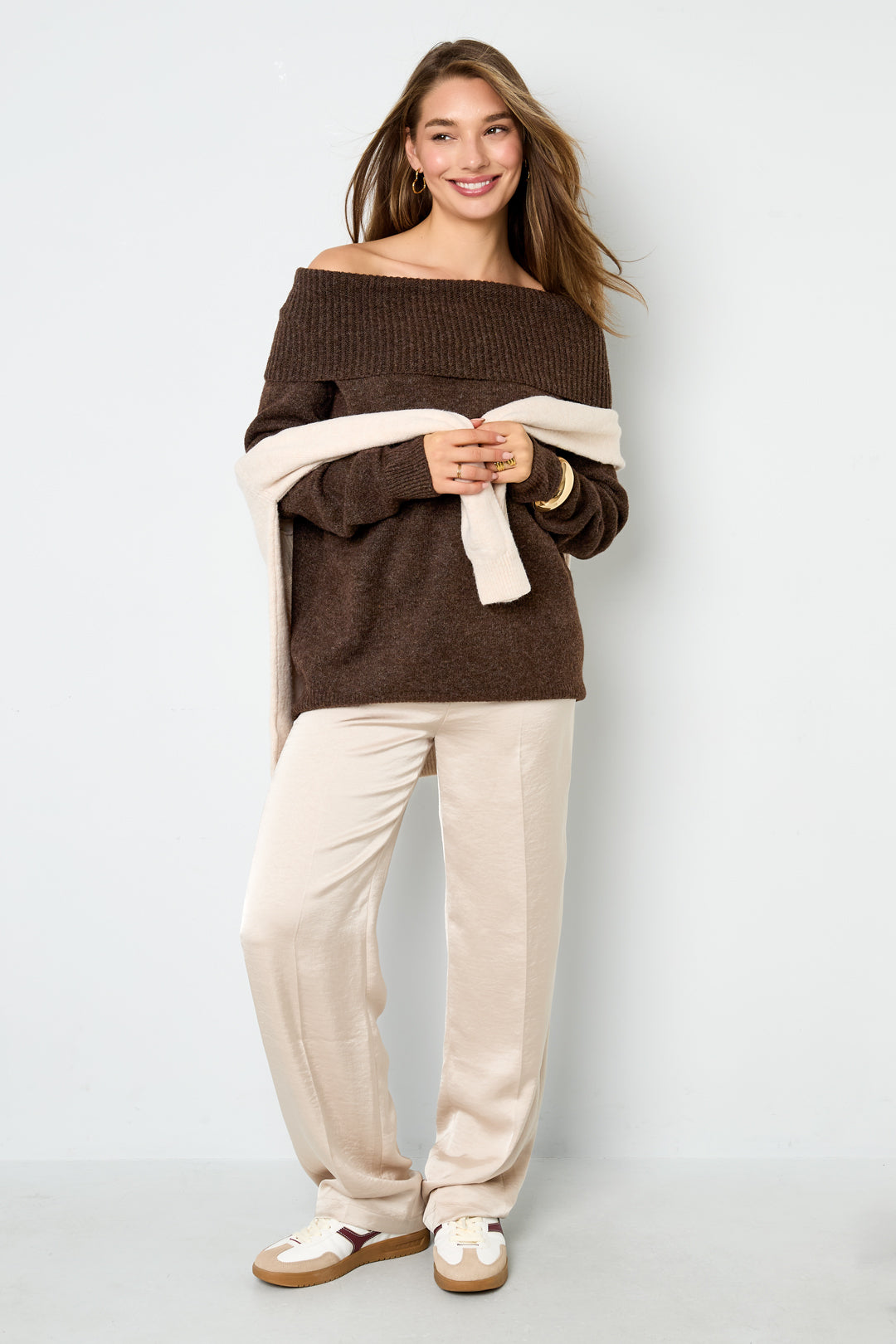 Elegant Off-Shoulder Knit Sweater Eloise Closet