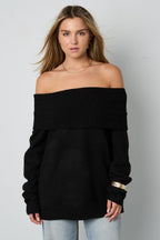 Elegant Off-Shoulder Knit Sweater Eloise Closet
