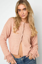 Eloise Closet Fringe Sleeve Cropped Cardigan
