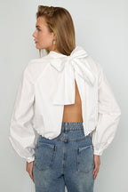 Bow Open Back Top Women – Cotton Casual Eloise Closet