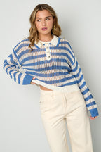 Eloise Closet Striped Knit Polo Top