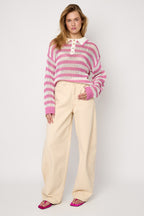 Eloise Closet Striped Knit Polo Top