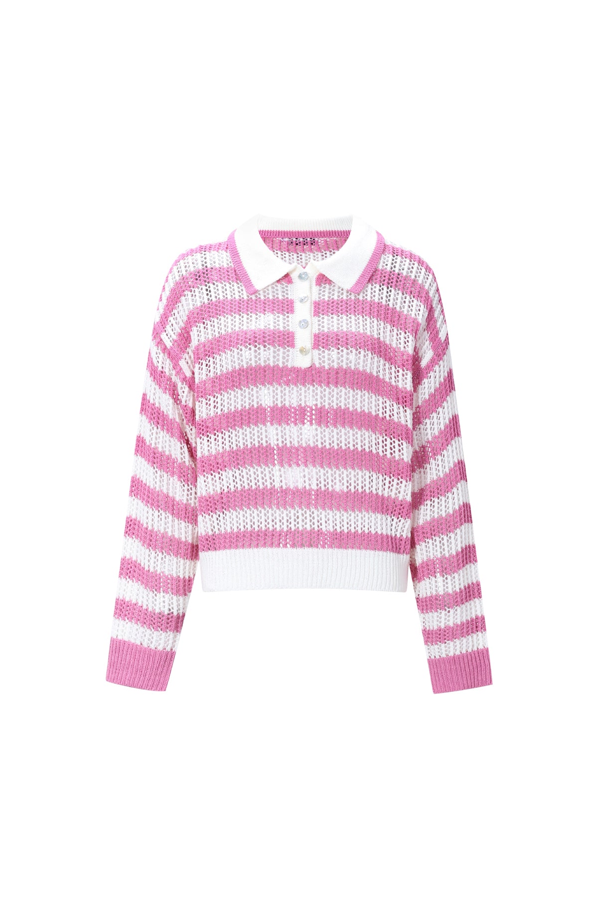 Eloise Closet Striped Knit Polo Top