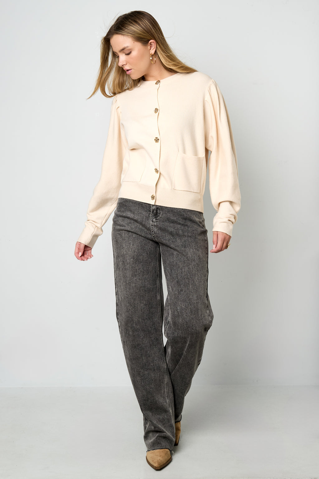 Eloise Closet Viscose Knit Cardigan Casual Solid Color
