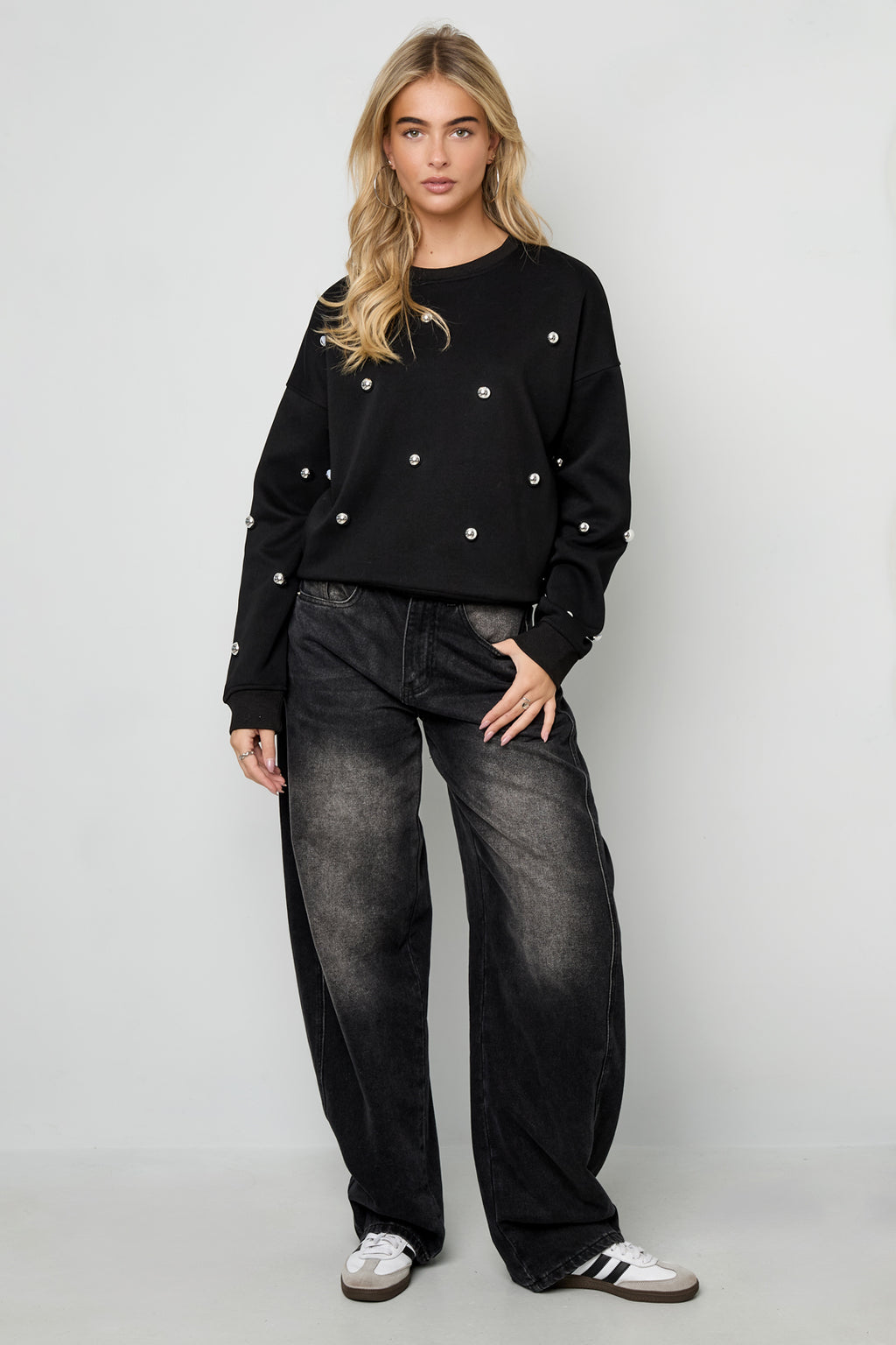 Stud Detail Knit Sweater Eloise Closet