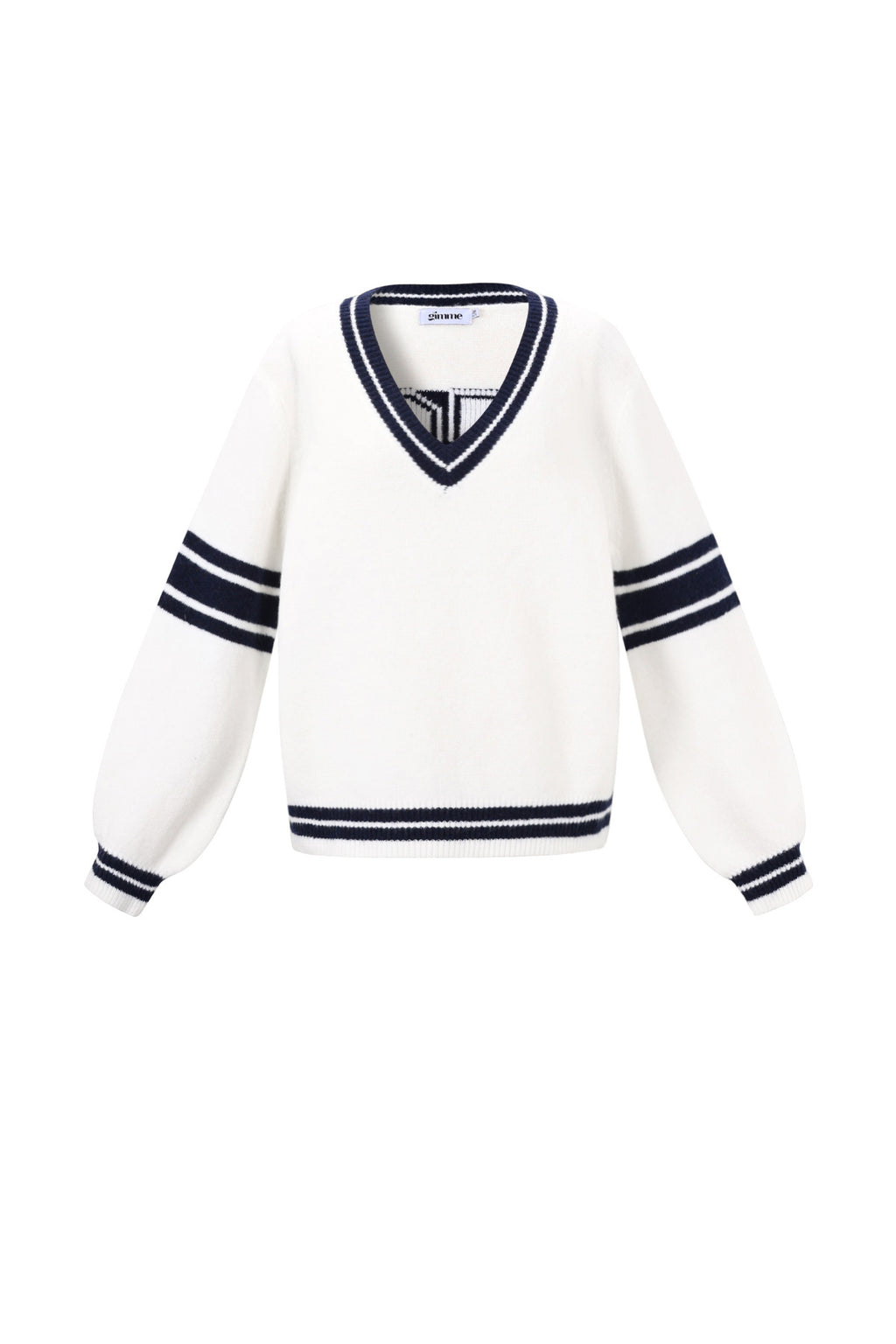 Sport Stripe V-Neck Sweater Eloise Closet