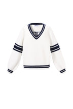 Sport Stripe V-Neck Sweater Eloise Closet