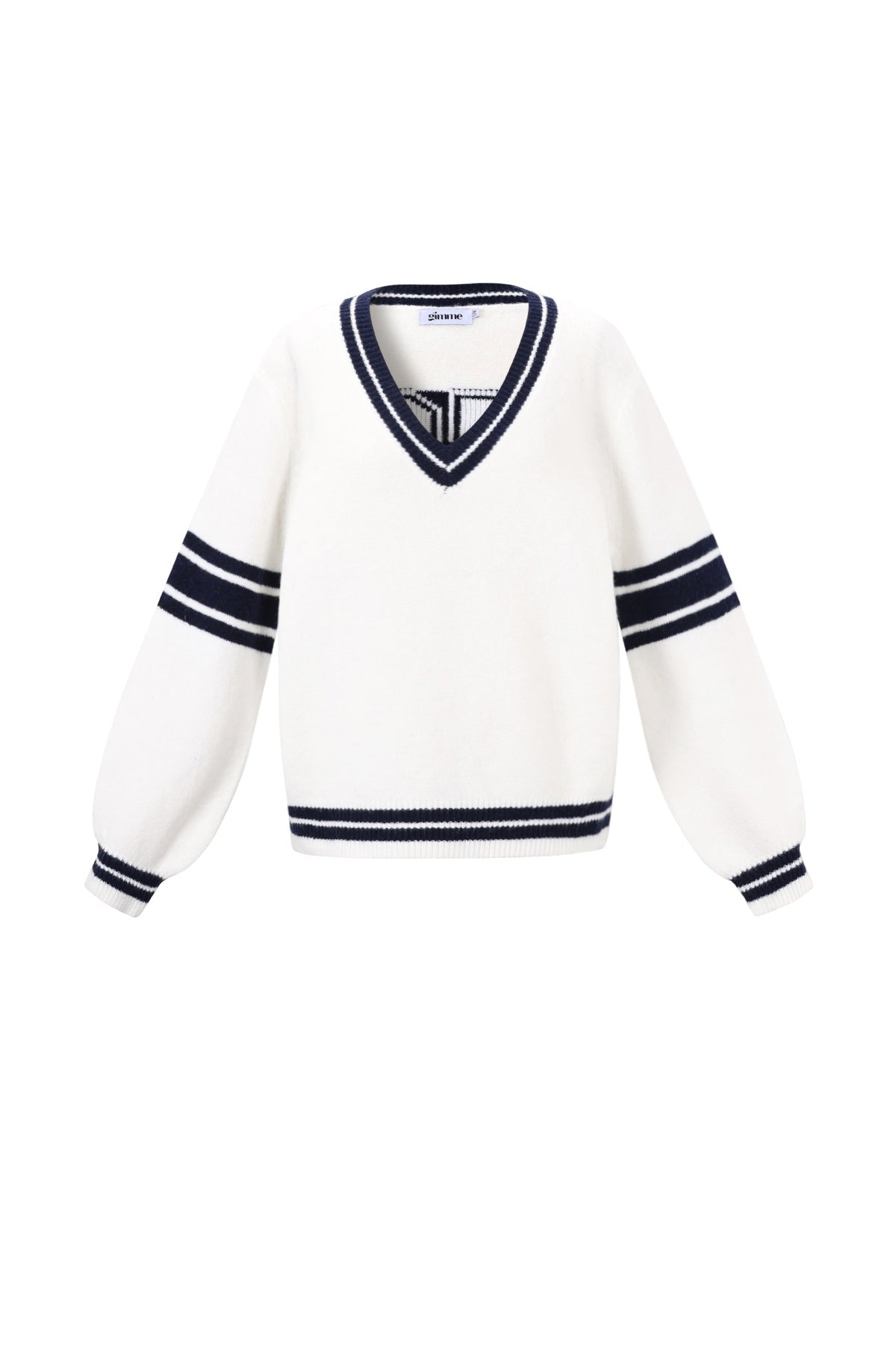 Sport Stripe V-Neck Sweater Eloise Closet