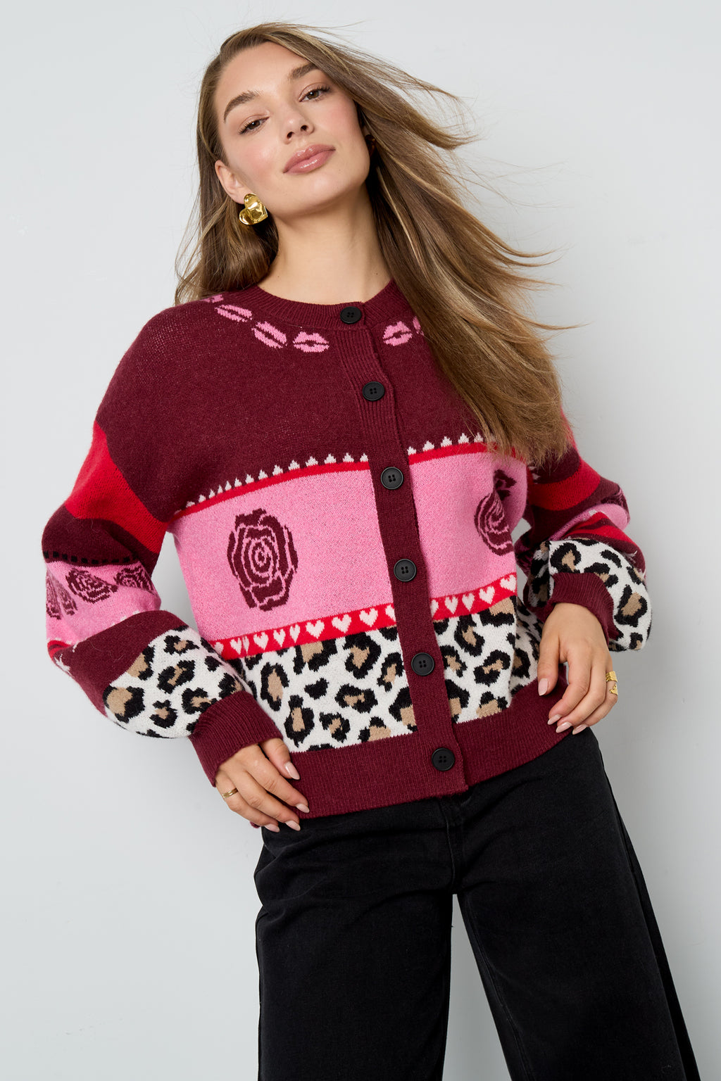 Eloise Closet Floral Print Knit Cardigan