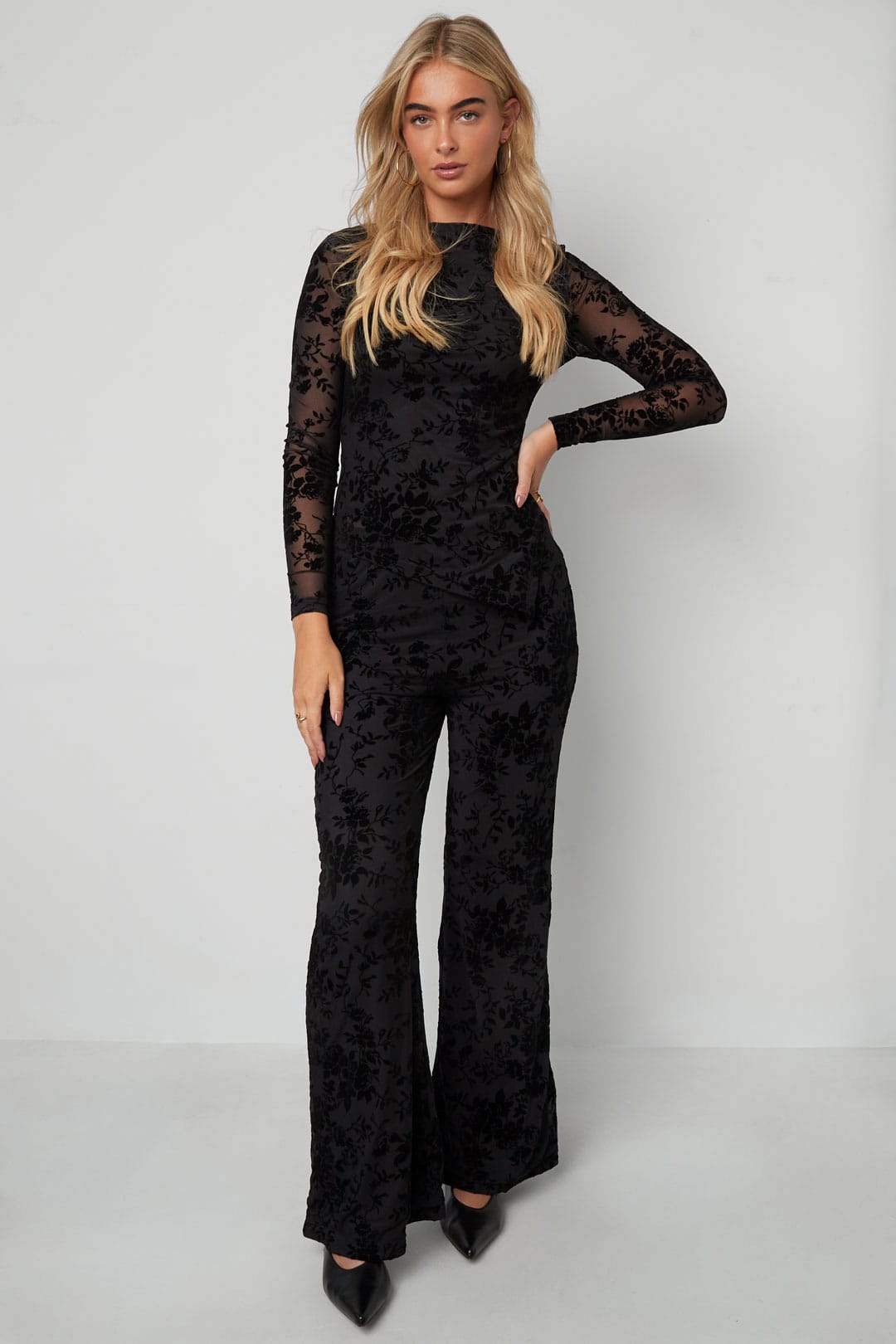Suede Bloom Flare Pants Eloise Closet