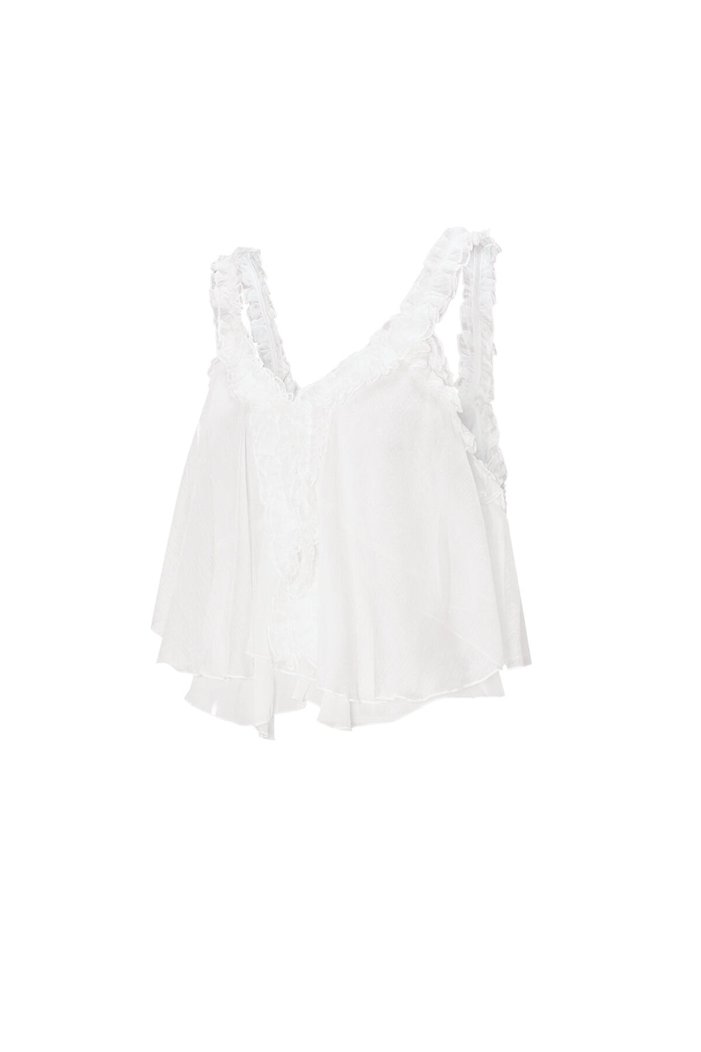 White Ruffle Sleeveless Top Eloise Closet