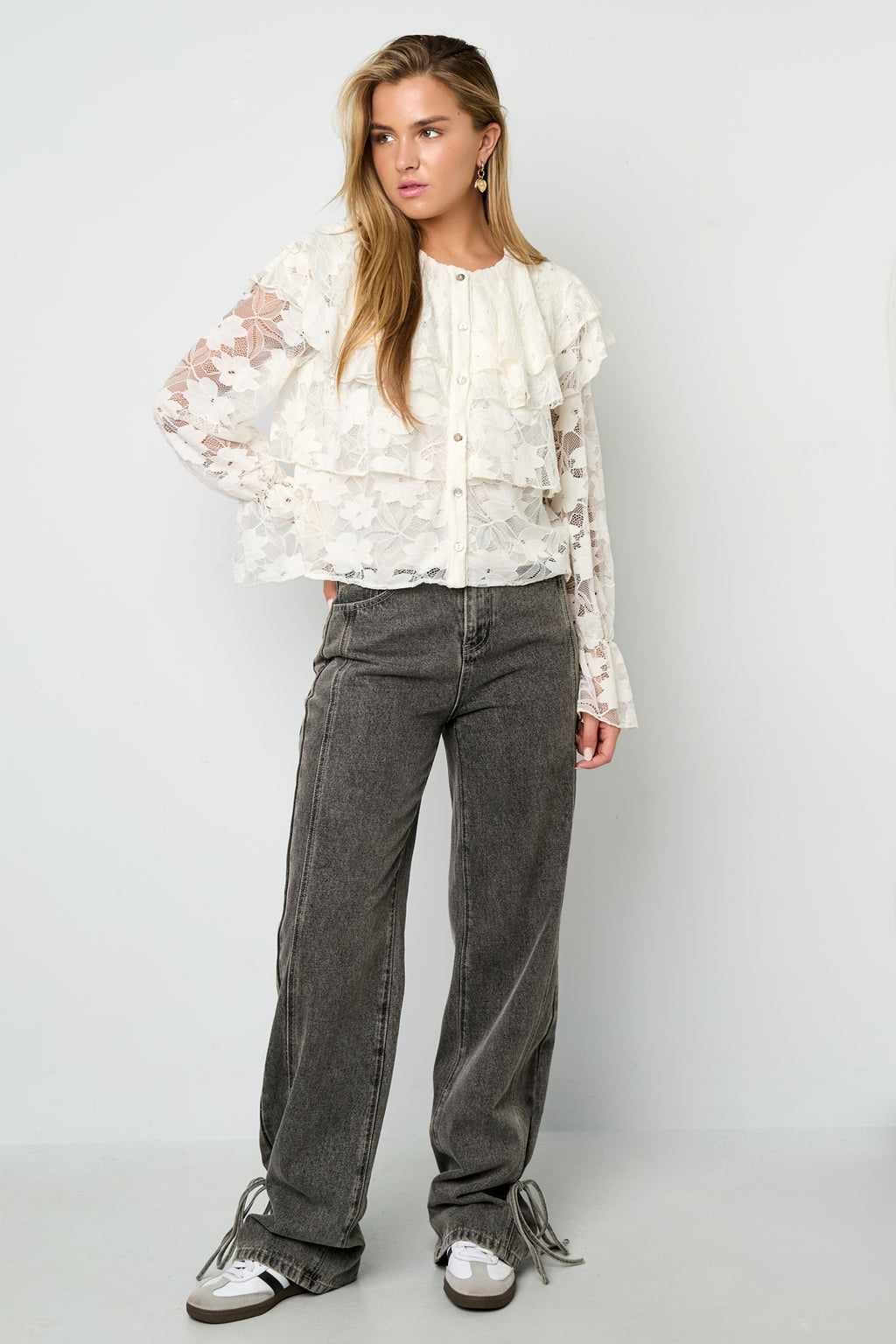 Eloise Closet Blouse Elegant Floral Print Woven Polyester Fiber