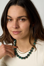 Bead necklace with gold beads in between 13.5mm