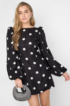 Woven Polyester Fiber Women's Mini Dress Elegant Polka Dots