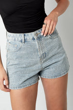 Eloise Closet High Waist Perforated Denim Shorts