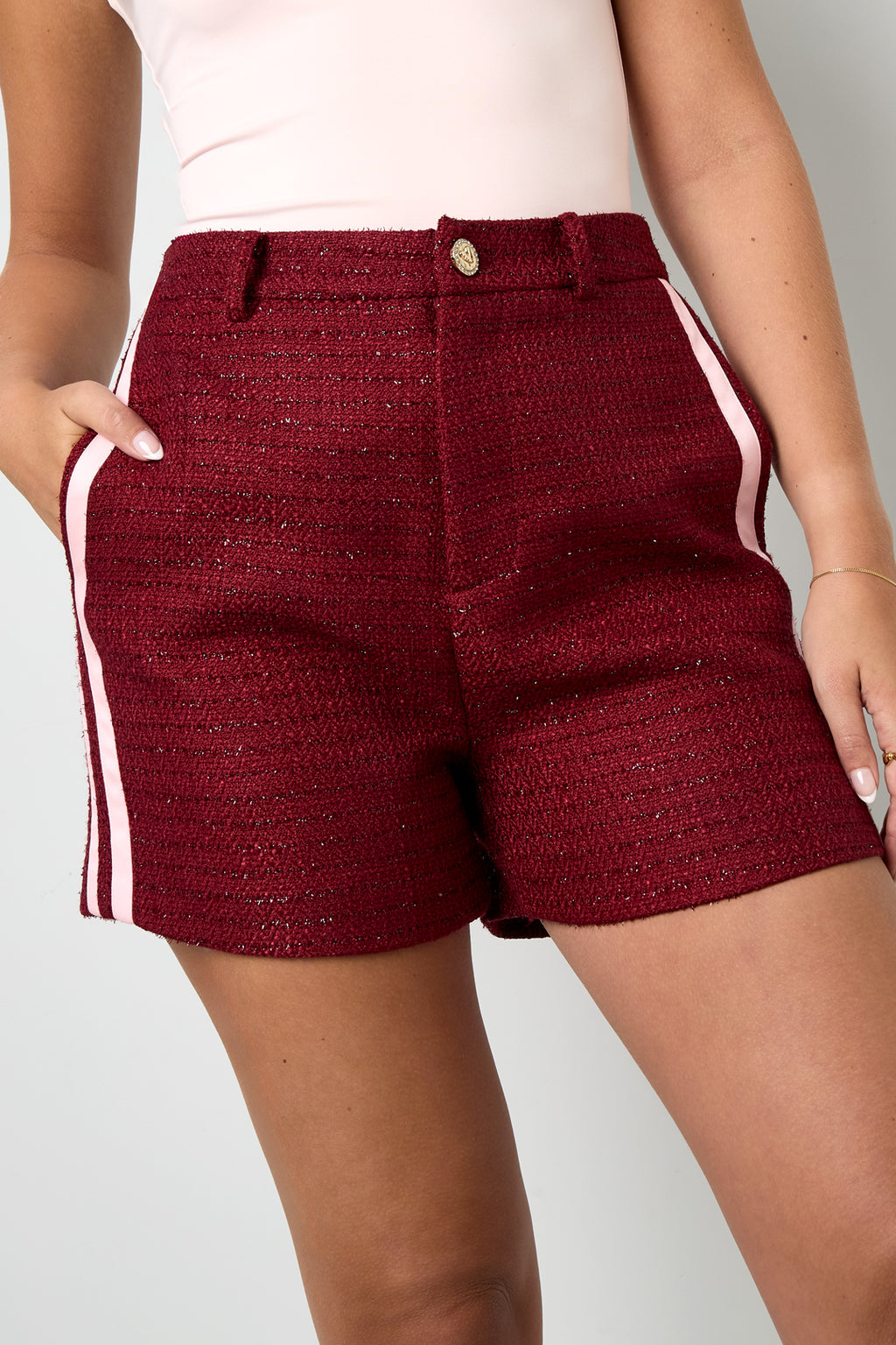 Woven Polyester Fiber Women's Shorts Elegant Plaid Fall/Winter