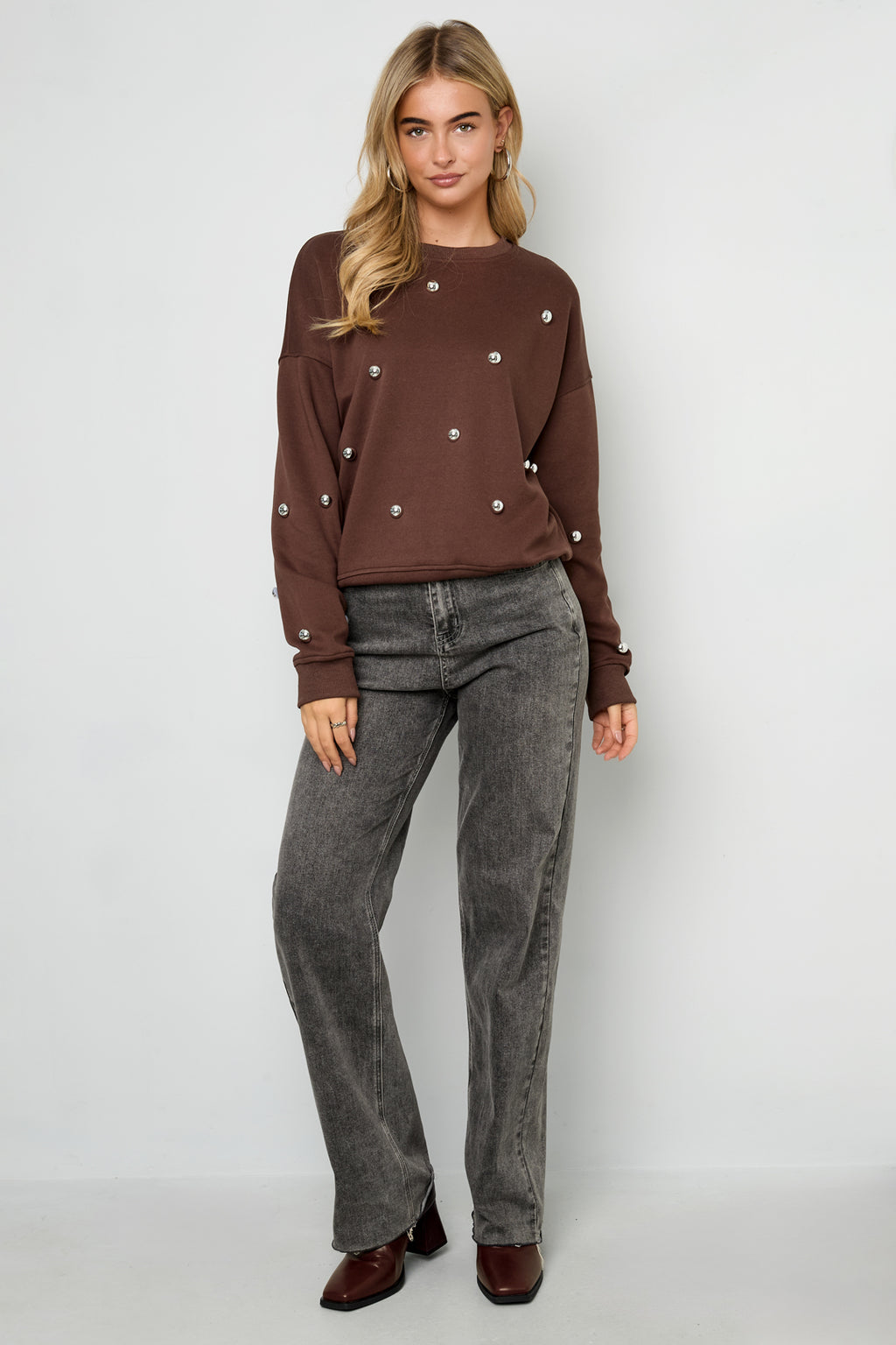Stud Detail Knit Sweater Eloise Closet