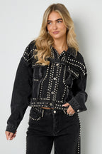 Eloise Closet  Studded Denim Street Jacket Woven Cotton