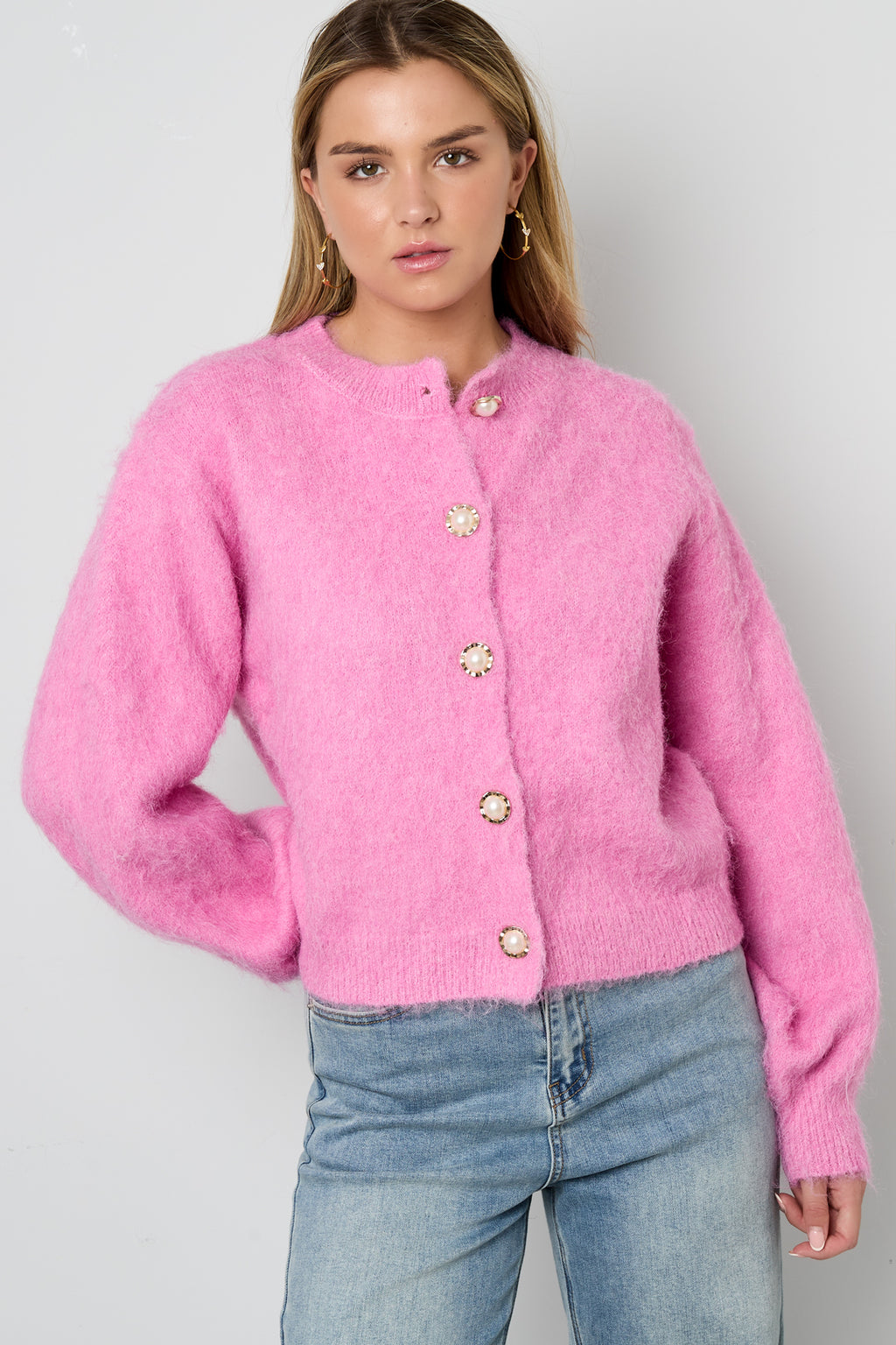 Elosie loset Knit Cardigan Casual Solid Color