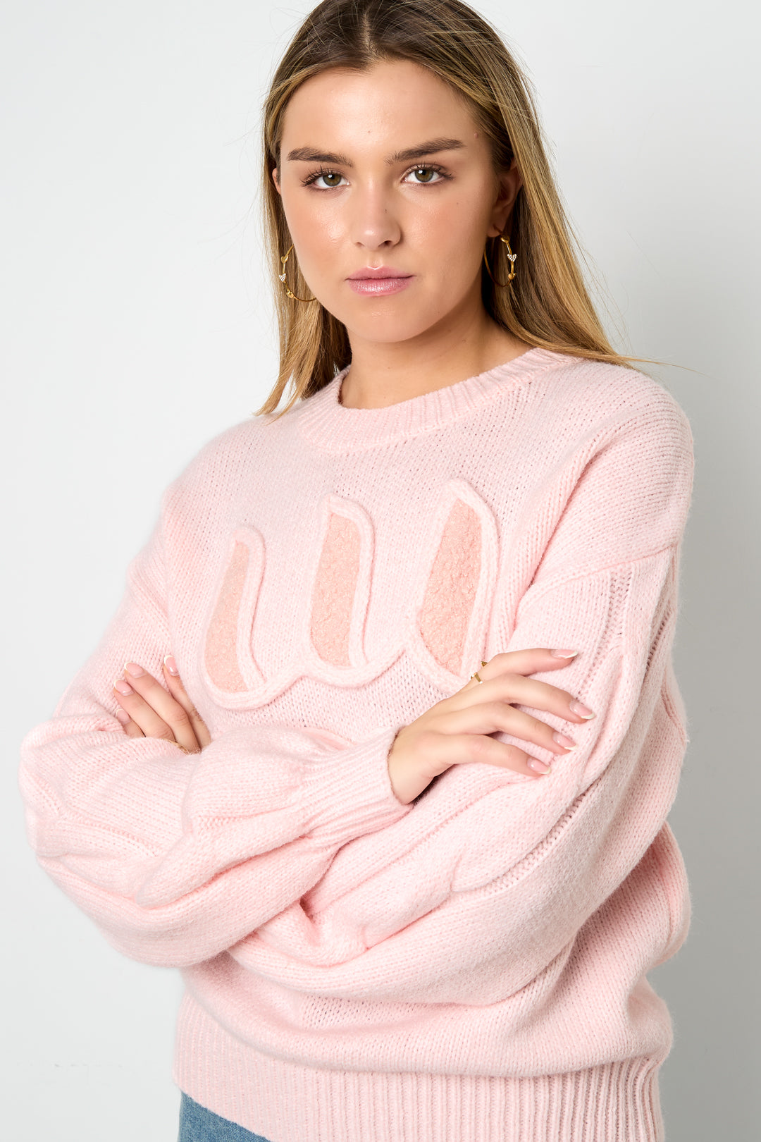 Letter Detail Knit Sweater Eloise Closet