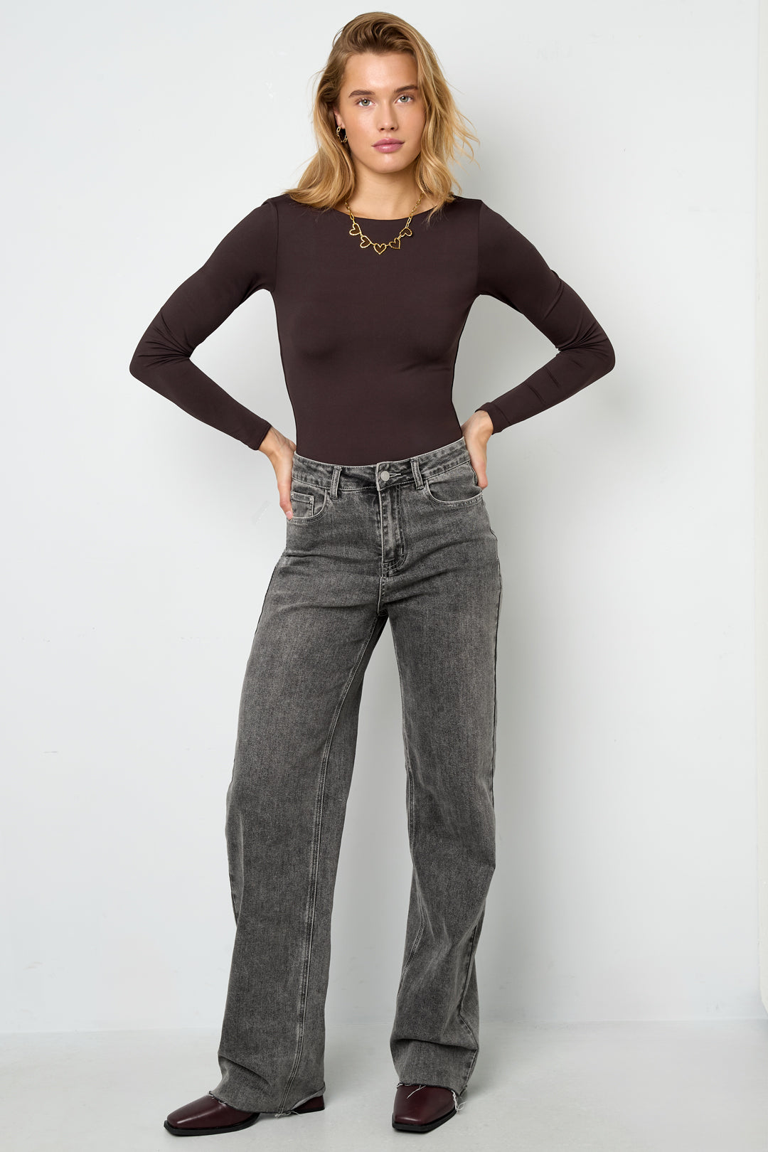 Long Sleeve Shapewear Bodysuit – Knitted Nylon – Slim Fit – Solid Color