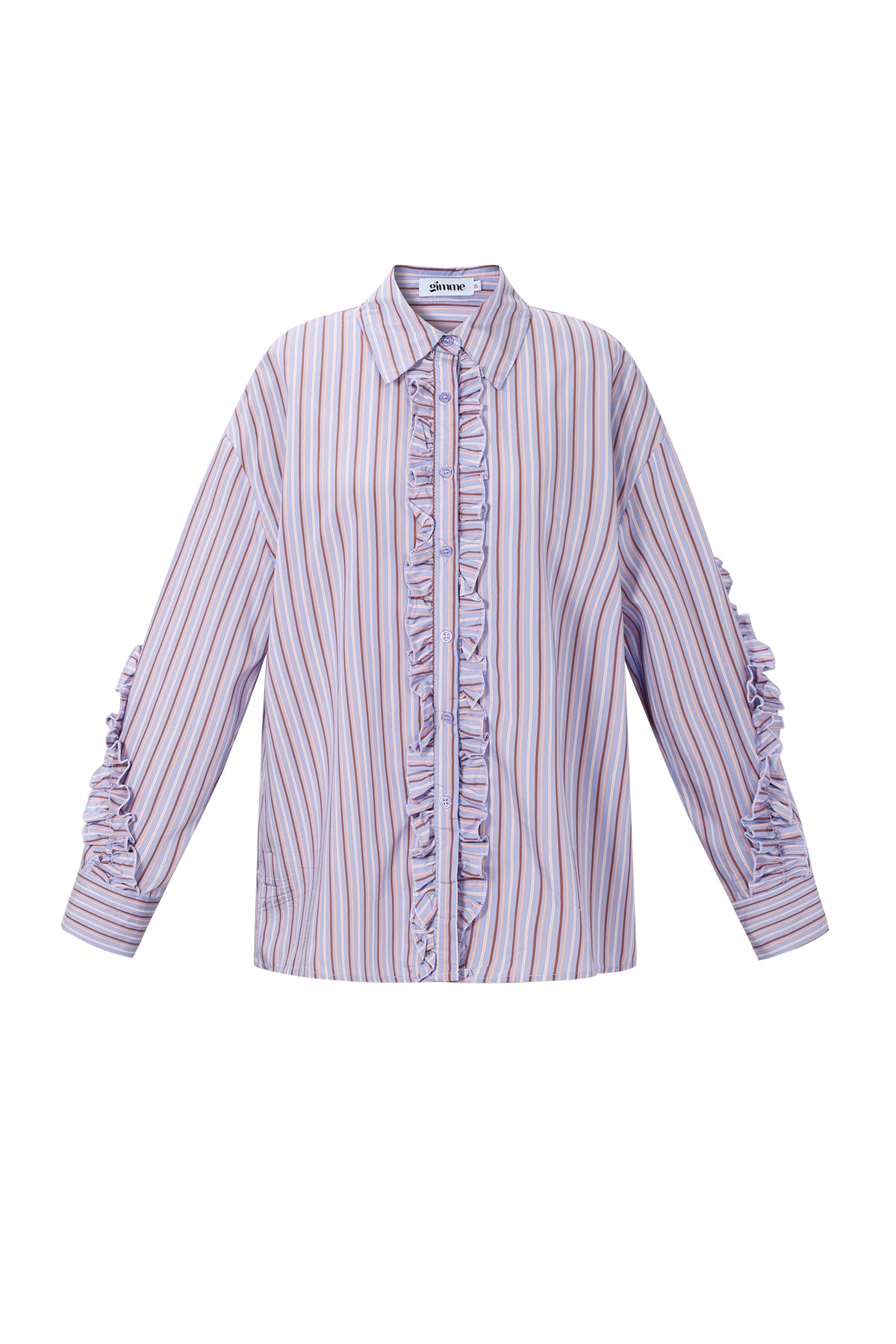 Ruffle Blouse Women – Cotton Striped Casual Eloise Closet