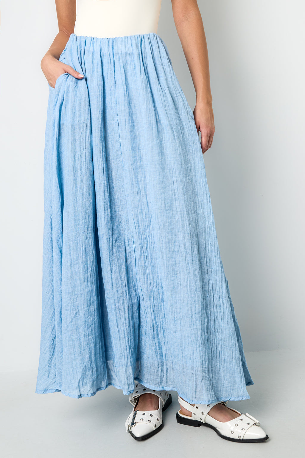Woven Polyester Fiber Women's Maxi Skirt Casual Solid Color