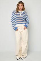 Eloise Closet Striped Knit Polo Top