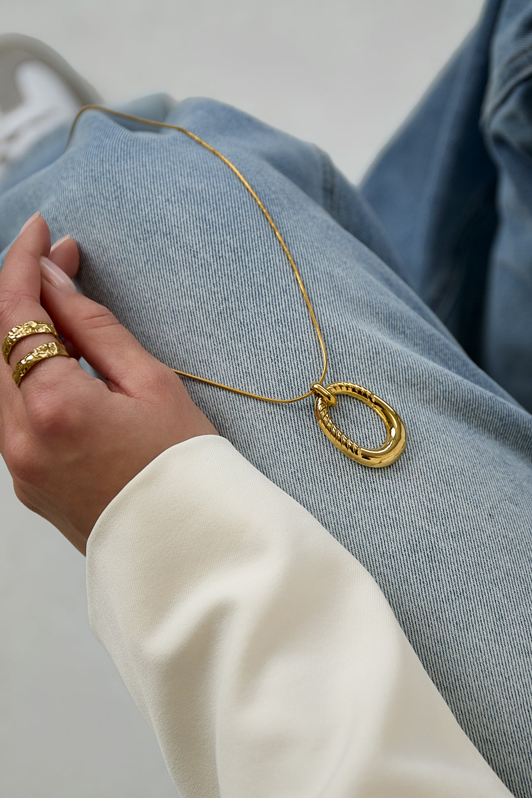 Oval Stripe Pendant Necklace Eloise Closet