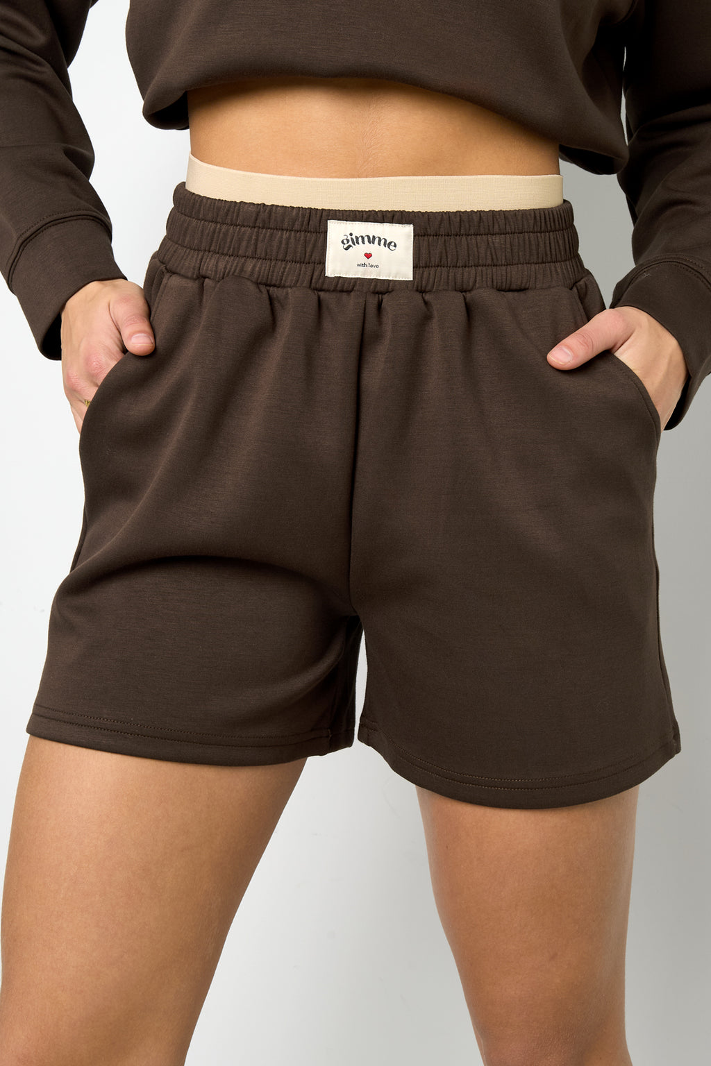 Eloise Closet Sporty Color Knit Casual Shorts Polyester Fiber