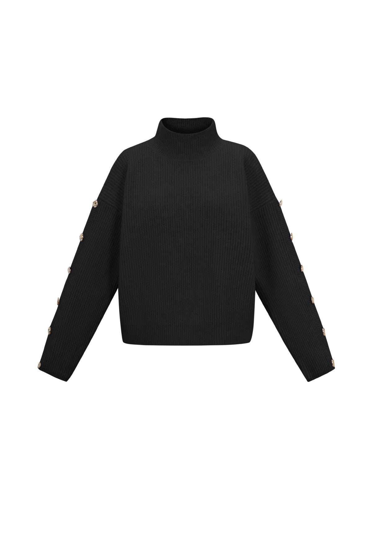 Gold Button Turtleneck Sweater Eloise Closet