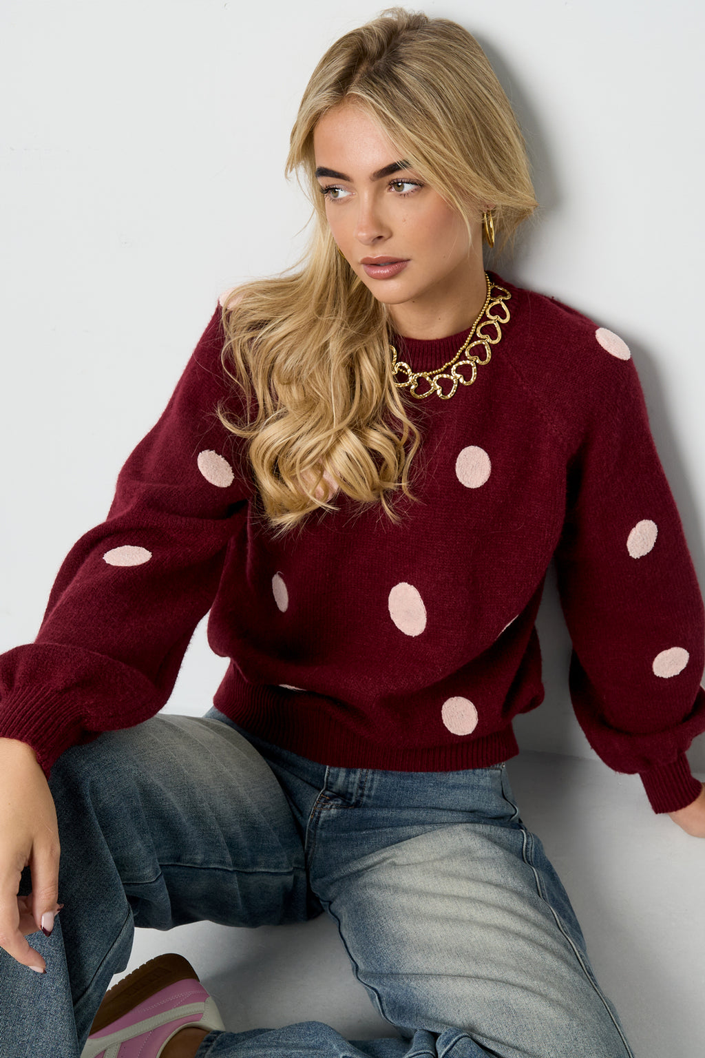 Playful Dot Knit Sweater Eloise Closet