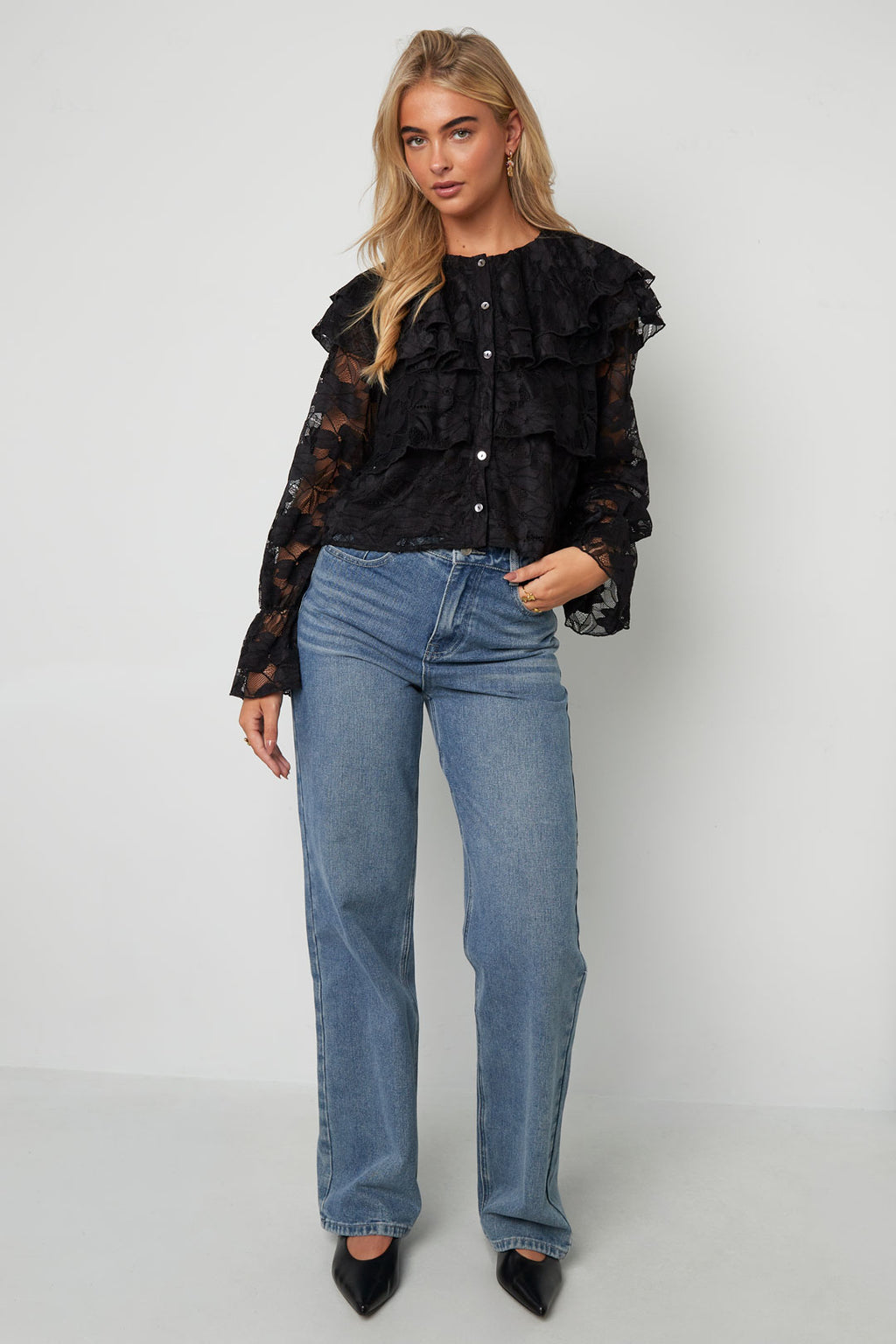 Eloise Closet Blouse Elegant Floral Print Woven Polyester Fiber