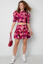 Eloise Closet Fuchsia Ruffle Mini Skirt Viscose