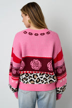 Eloise Closet Floral Print Knit Cardigan