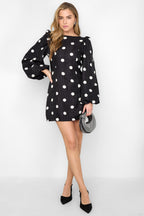 Woven Polyester Fiber Women's Mini Dress Elegant Polka Dots