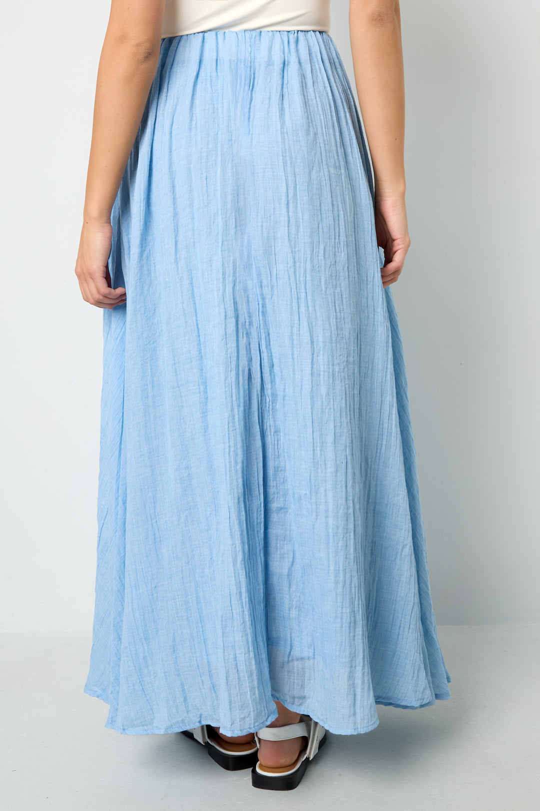 Woven Polyester Fiber Women's Maxi Skirt Casual Solid Color