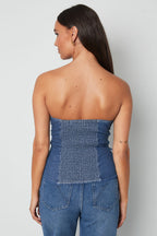 Eloise Closet Strapless Denim Top Woven Denim 