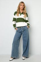 Striped Polo Knit Sweater Eloise Closet