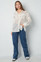 Eloise Closet Heart Embroidery Straight-Leg Denim – Playful & Polished