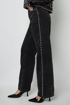 Eloise Closet Straight Leg Pants Street Solid Color Woven Cotton