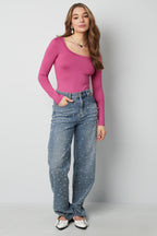 Eloise Closet  Stretch Long Sleeve Bodysuit Polyester High Stretch Form-Fitting