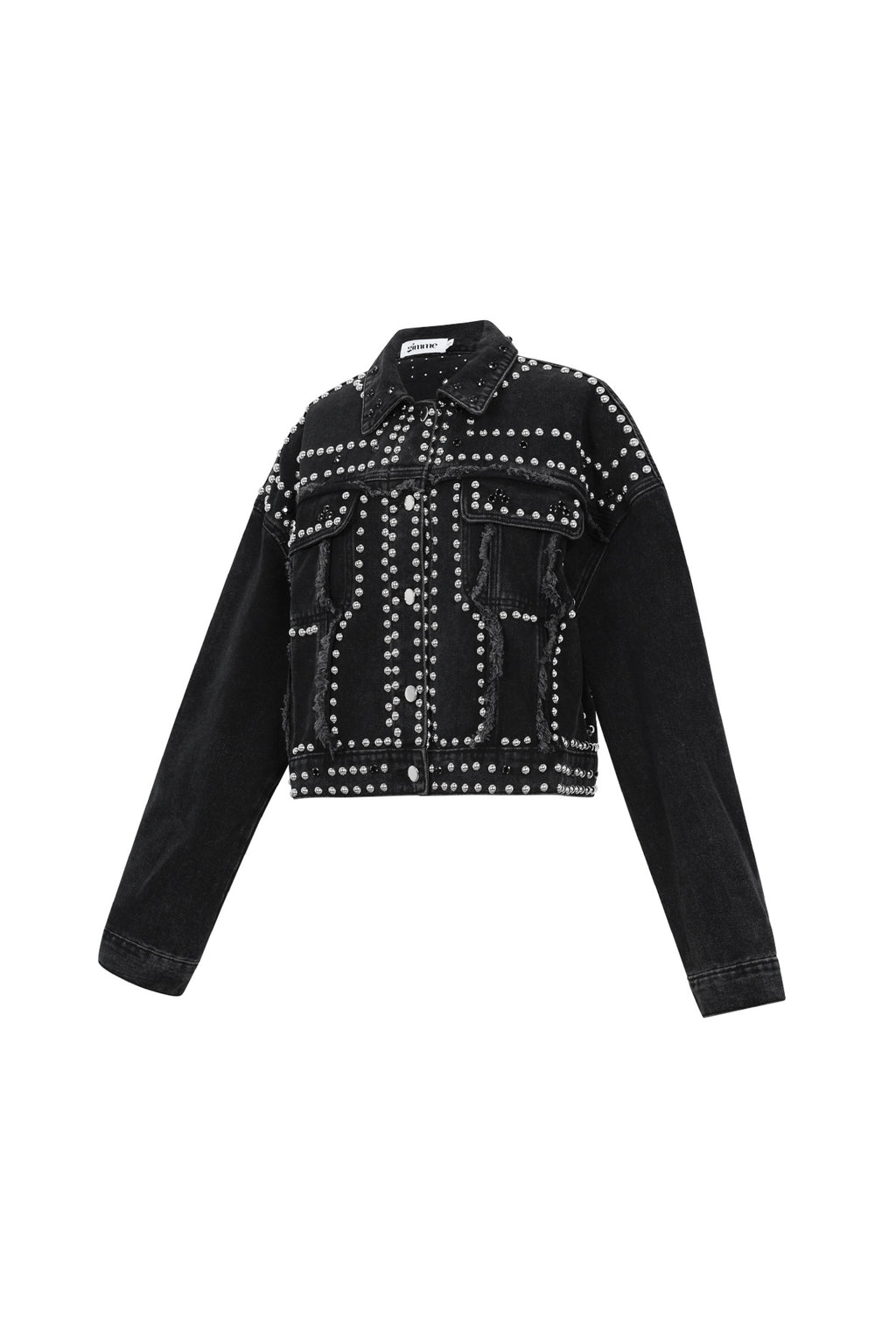 Eloise Closet  Studded Denim Street Jacket Woven Cotton