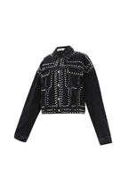 Eloise Closet  Studded Denim Street Jacket Woven Cotton