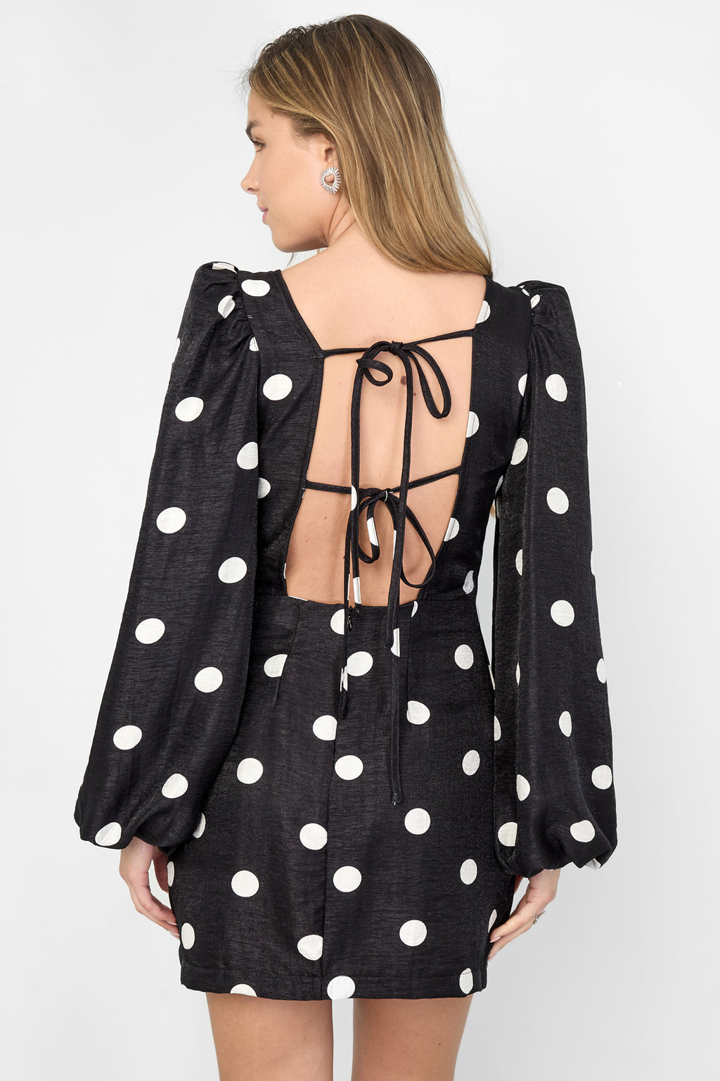 Woven Polyester Fiber Women's Mini Dress Elegant Polka Dots