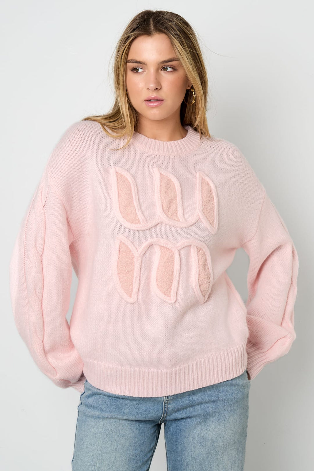 Letter Detail Knit Sweater Eloise Closet
