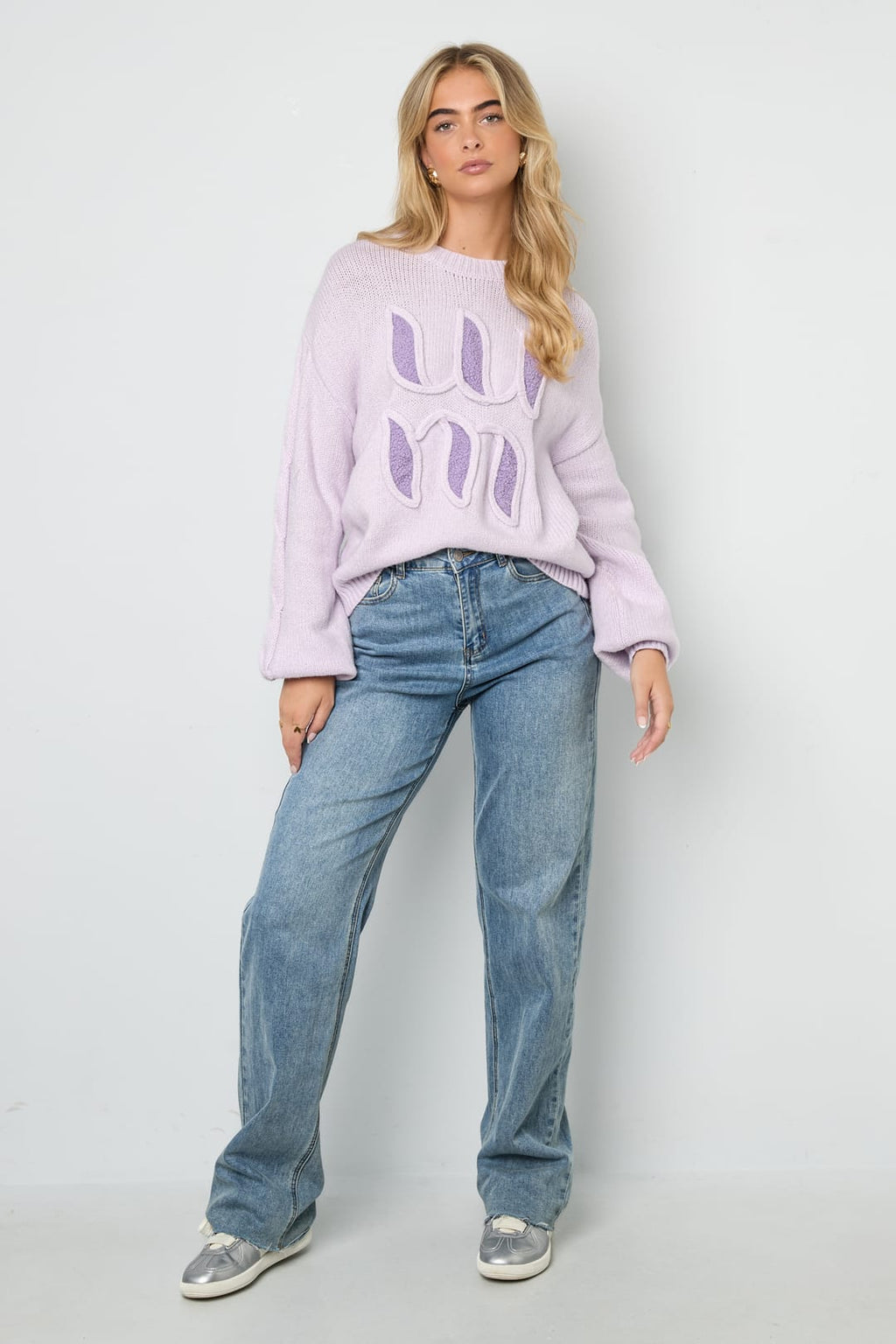 Letter Detail Knit Sweater Eloise Closet
