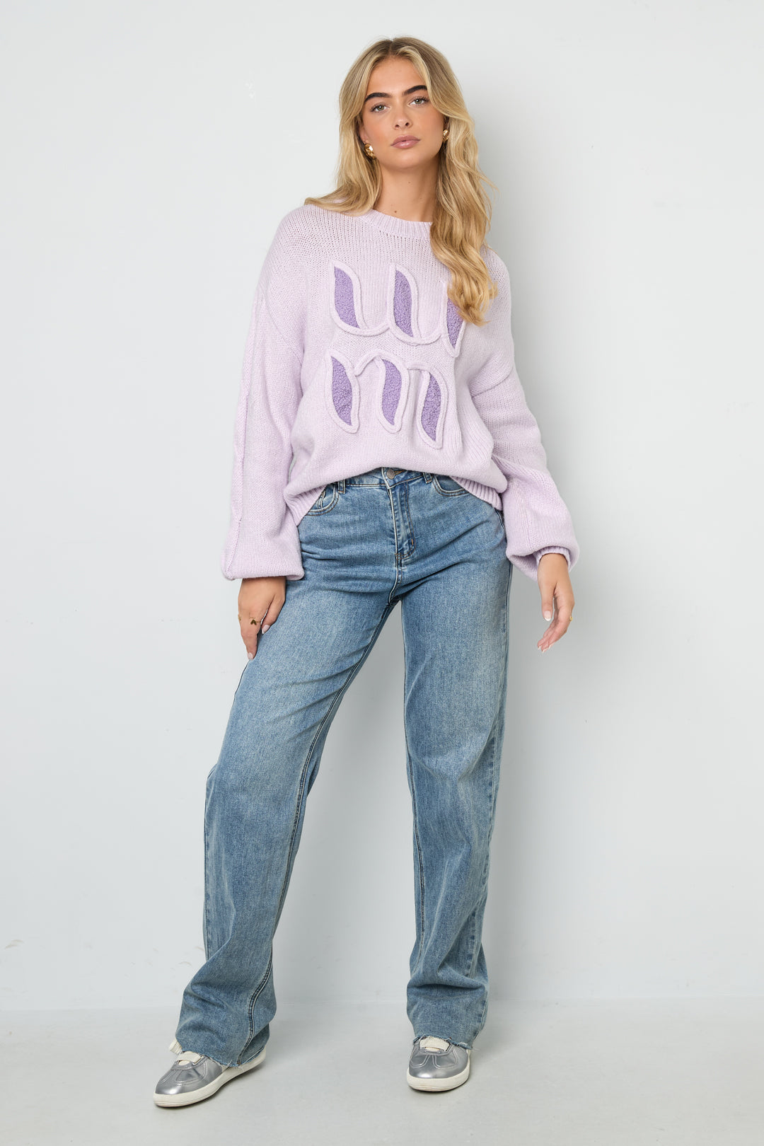 Letter Detail Knit Sweater Eloise Closet