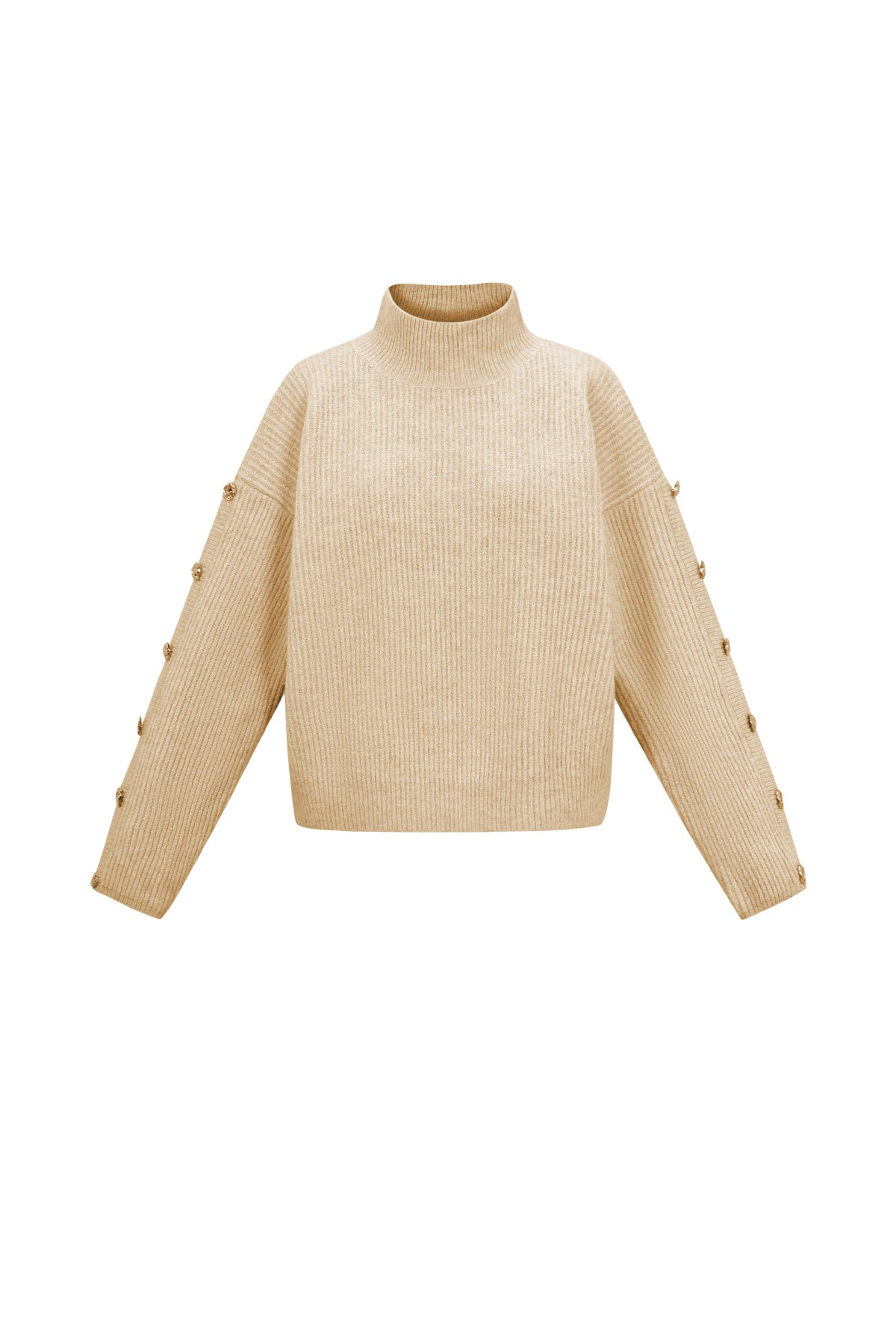 Gold Button Turtleneck Sweater Eloise Closet