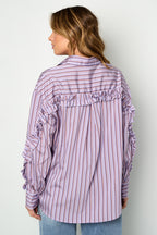 Ruffle Blouse Women – Cotton Striped Casual Eloise Closet